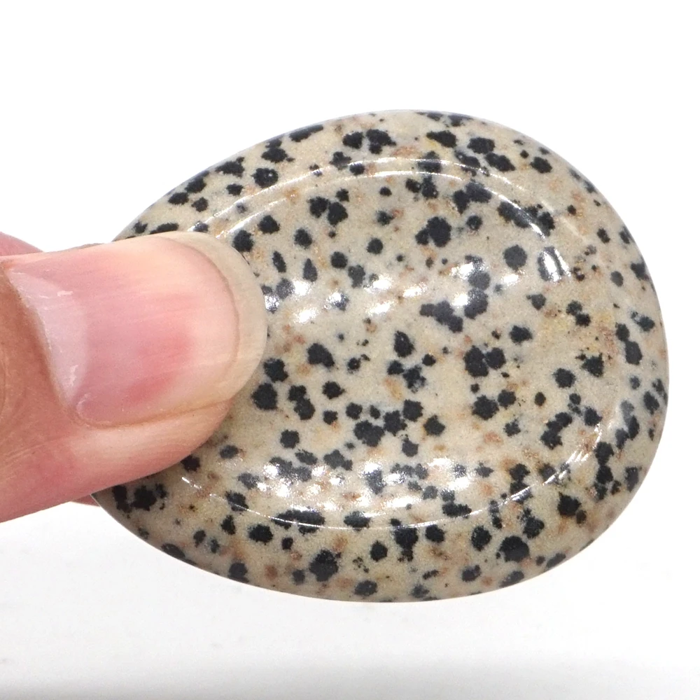 Thumb Worry Stone Natural Gemstone Dalmation Jasper Crystal Healing Reiki Massage Meditation Pocket PalmStone