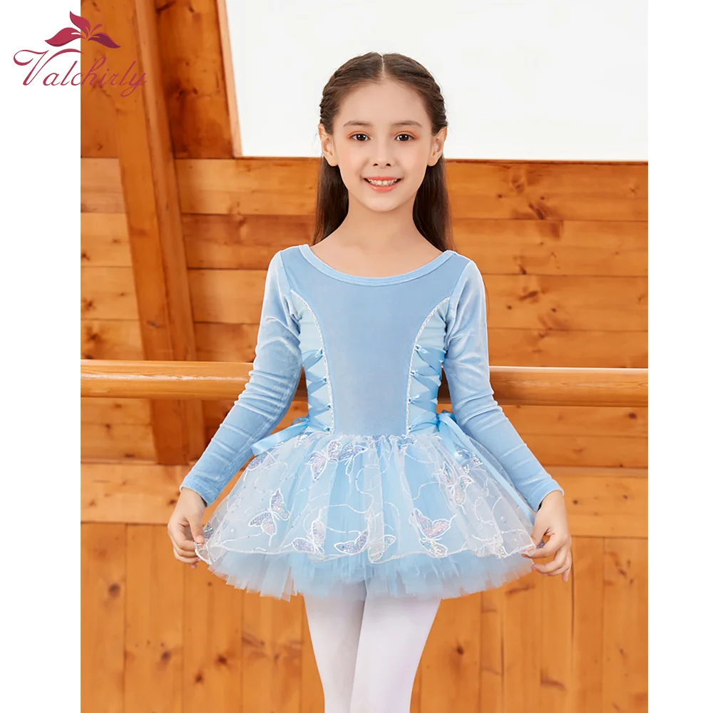 Long Sleeves Girls Ballet Dress Tutu Kids Leotard Classic Dance Costume Children Clothing for Winter