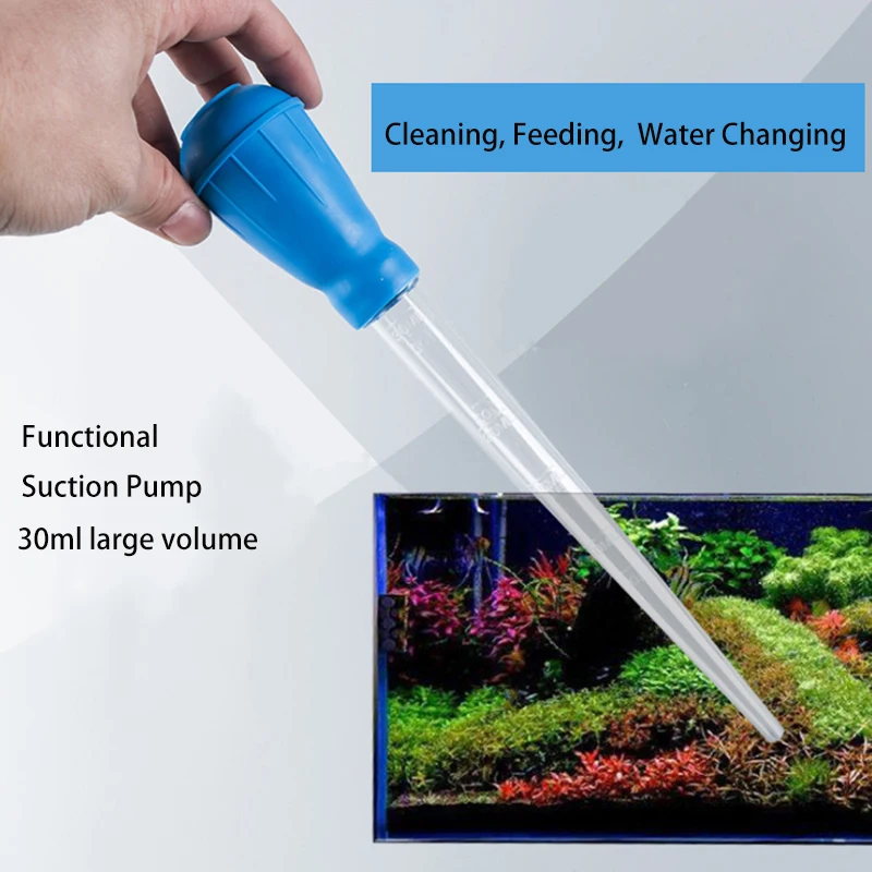 Portable Aquarium Dropper Pipette Cleaner Manual Tool Fish Tank Siphon Pump Water Changer Aquarium Pipette Supply tube28cm 30ml