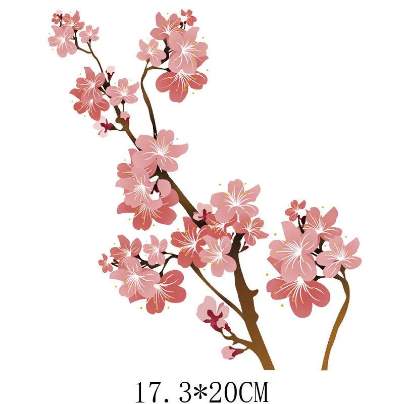 Cherry Blossom Appliques บนเสื้อผ้า Diy Beauty Life อุปกรณ์เสริมลายสติกเกอร์กางเกงยีนส์แฟชั่นความร้อนแพทช์ Applique