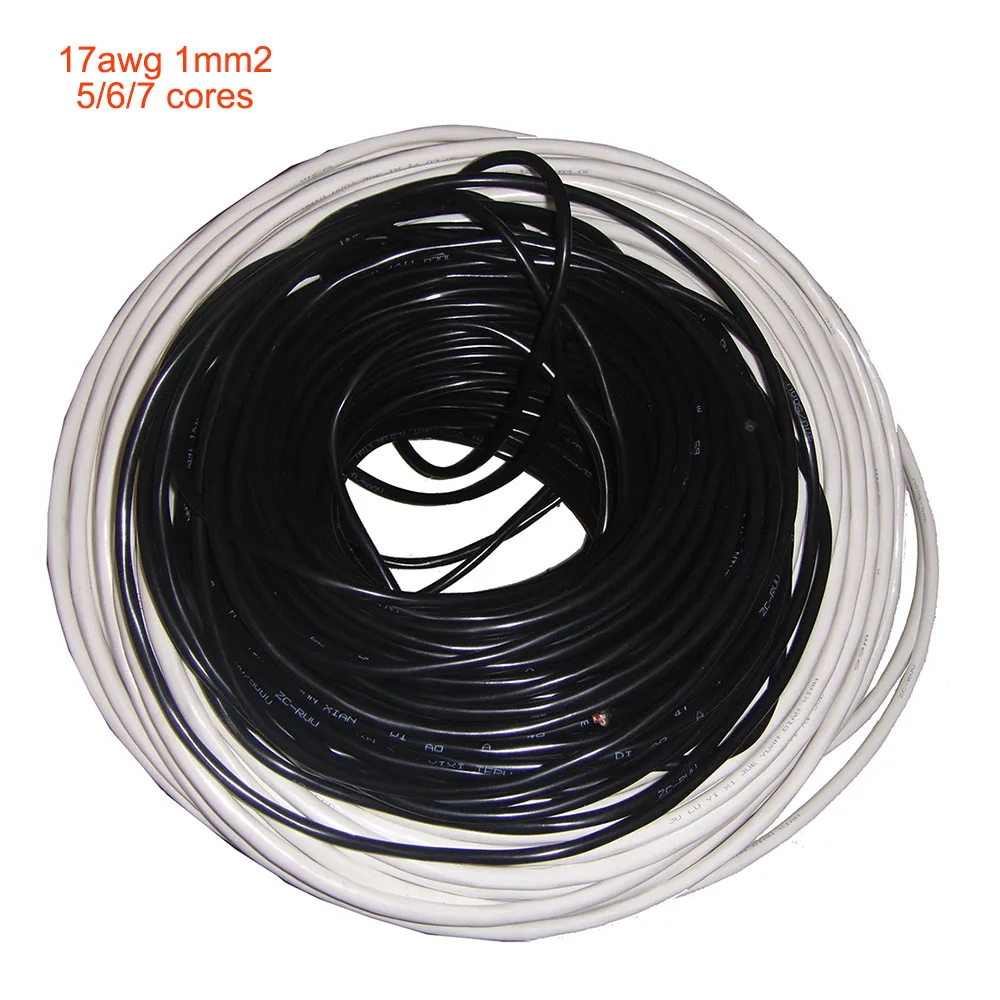 17Awg 1 Square Control Cable Flexible Sheath Line Electrical 1mm2 5/6/7 Cores 5 Meters RVV Power Line Signal Copper Wires Sales