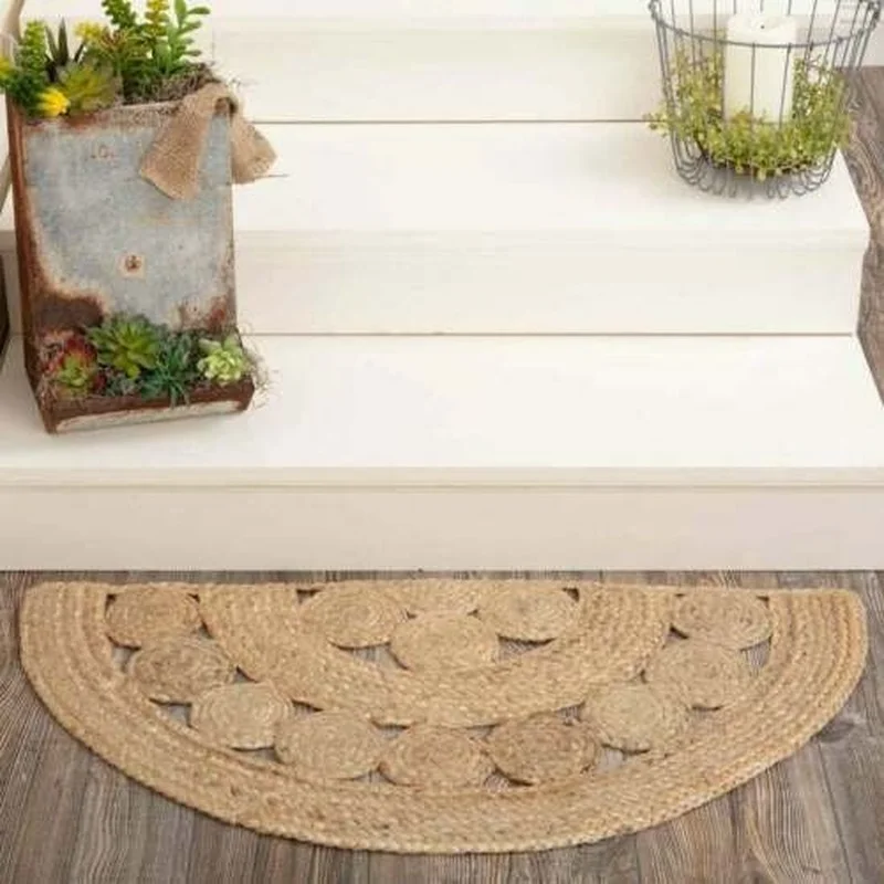 Rug Natural Jute Rugs Handmade Half Moon Area Carpet Modern Reversible Rag Rugs Living Room Decoration