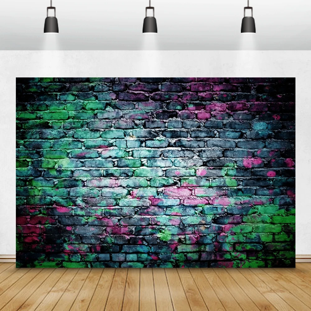 Laeacco Graffiti Brick Wall Grunge Vintage Portrait Retro Style Photography Backdrops Photo Backgrounds Baby Birthday Photophone