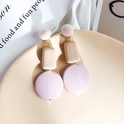 New Acrylic Long Earrings Female Hit Color Round Net Red Exaggerated Macaron Color Earrings Student Gift Jewelry Luxury Earrings