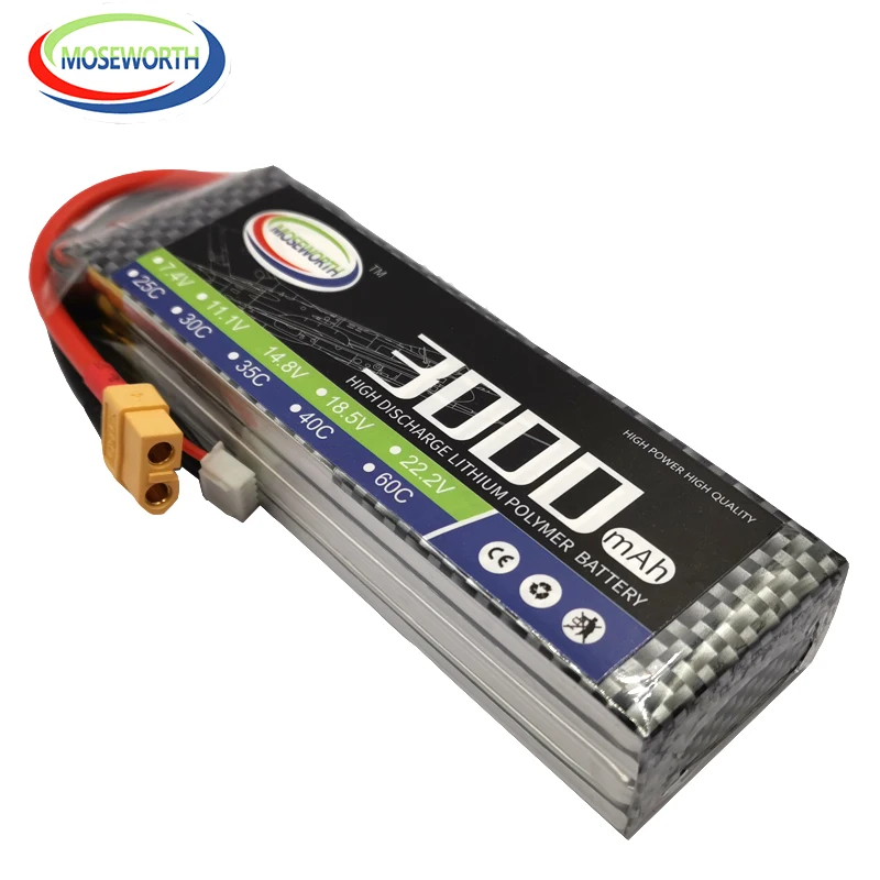 4S 14.8V 3000mAh 60C-120C RC LiPo Battery For RC Quadcopter Helicopter Drone Airplane Car Boat Truck Batteries LiPo 4S 3Ah T/XT6