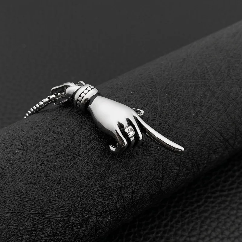 Titanium Steel Pendant Stainless Steel Jewelry Necklace Titanium Steel Men's Hands Together Palm Finger Jewelry