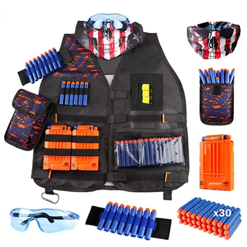 

Tactical Vest Kit Compatible for Boys N-Elite Series with Foam Darts for Kids with Protective Glasses Face Mask