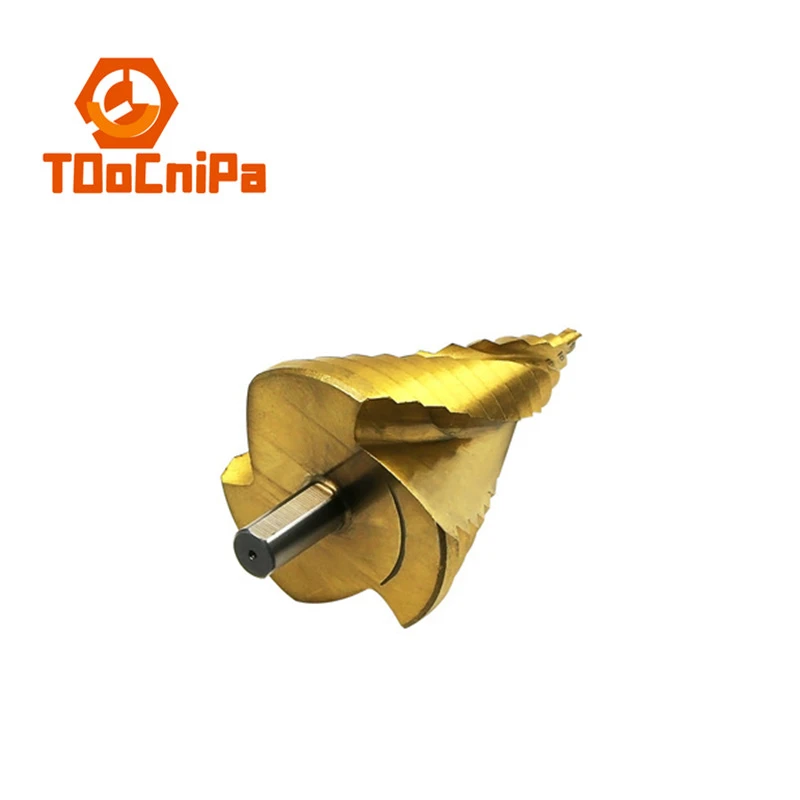 Steel Drill Bit Spiral Groove Cone Drill Bit Hole Cutter Pagoda Metal Steel 6-65mm Large Titanium Coated Step Drill HSS