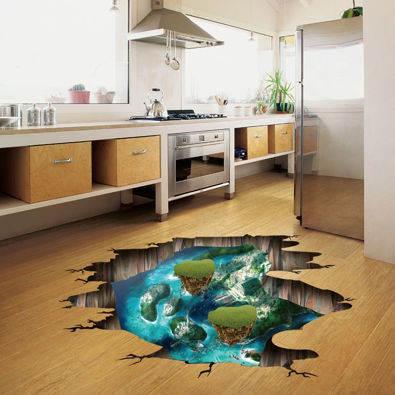 3D broken wall cosmic space wall sticker home decor living room bedroom floor decoration Removable decorative vinyl material XL