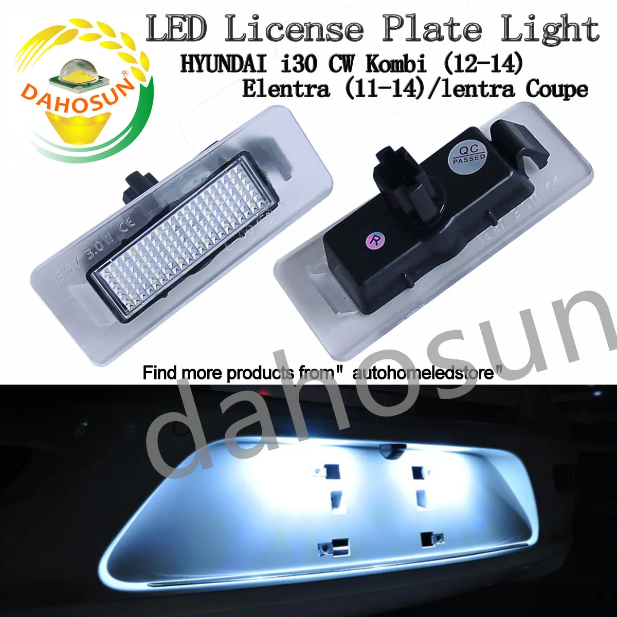 

2Pcs Dahosun White LED License Plate Light For Hyundai i30 CW Kombi Elentra Coupe Error Free Number Lamp