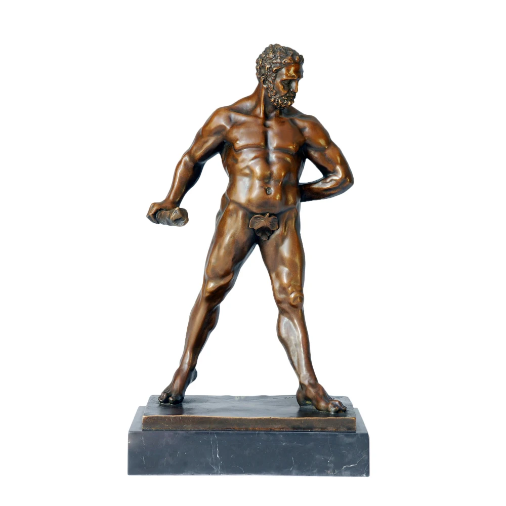 Bronze Heracles Hercules Statue Greek Mythology Hero God Sculpture Antique Figurine Collectible Art Decor Accessories