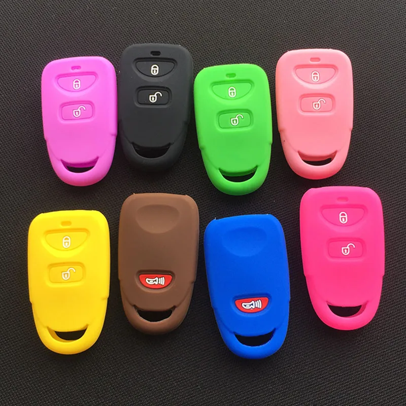 Silicone Car Key Cover Case shell For Hyundai Elantra Sonata SantaTucson For Kia Carens 2+1 3button key