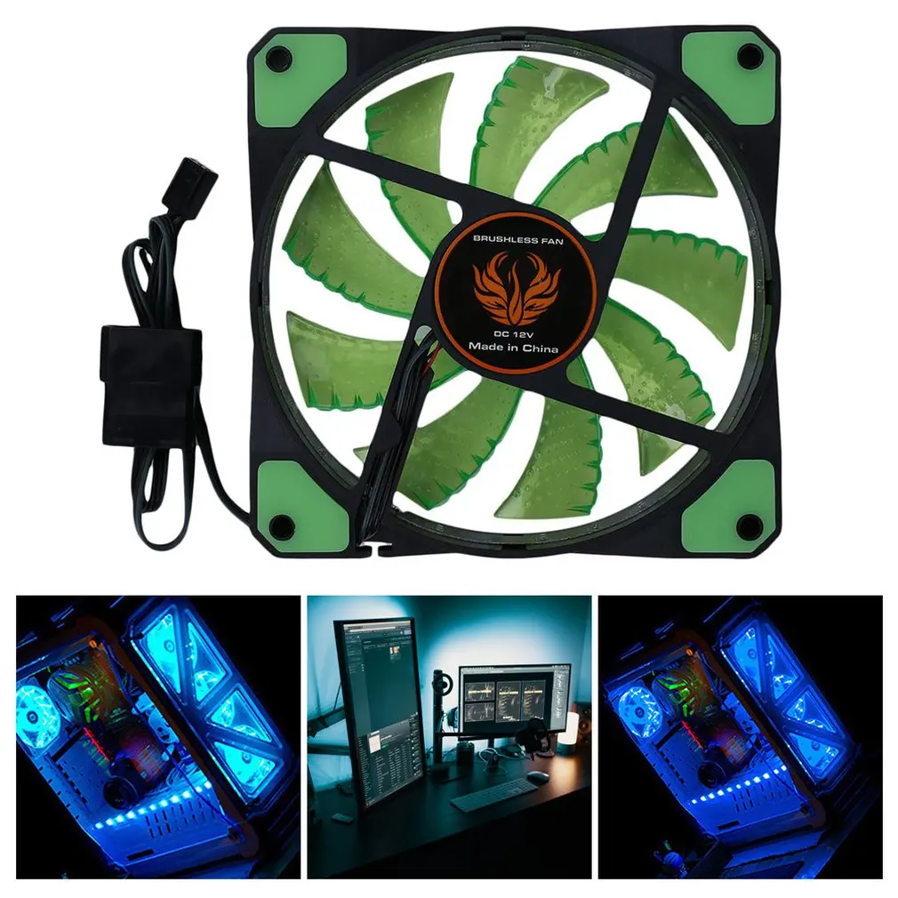 120mm 15 LED Ultra Stille Computer PC Case Cooling Fan CPU Cooler 12V Met Rubber Rustig Molex Connector 3/4Pin Plug Fans Cooler