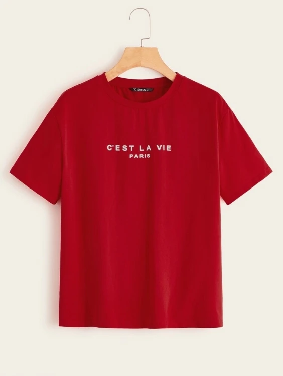 C'est Li La Vie Paris Omen Tshirt Aesthetic Female Clothing Fashion Letter Cotton Plus Size Shirt O Neck Short Sleeve Top Tees