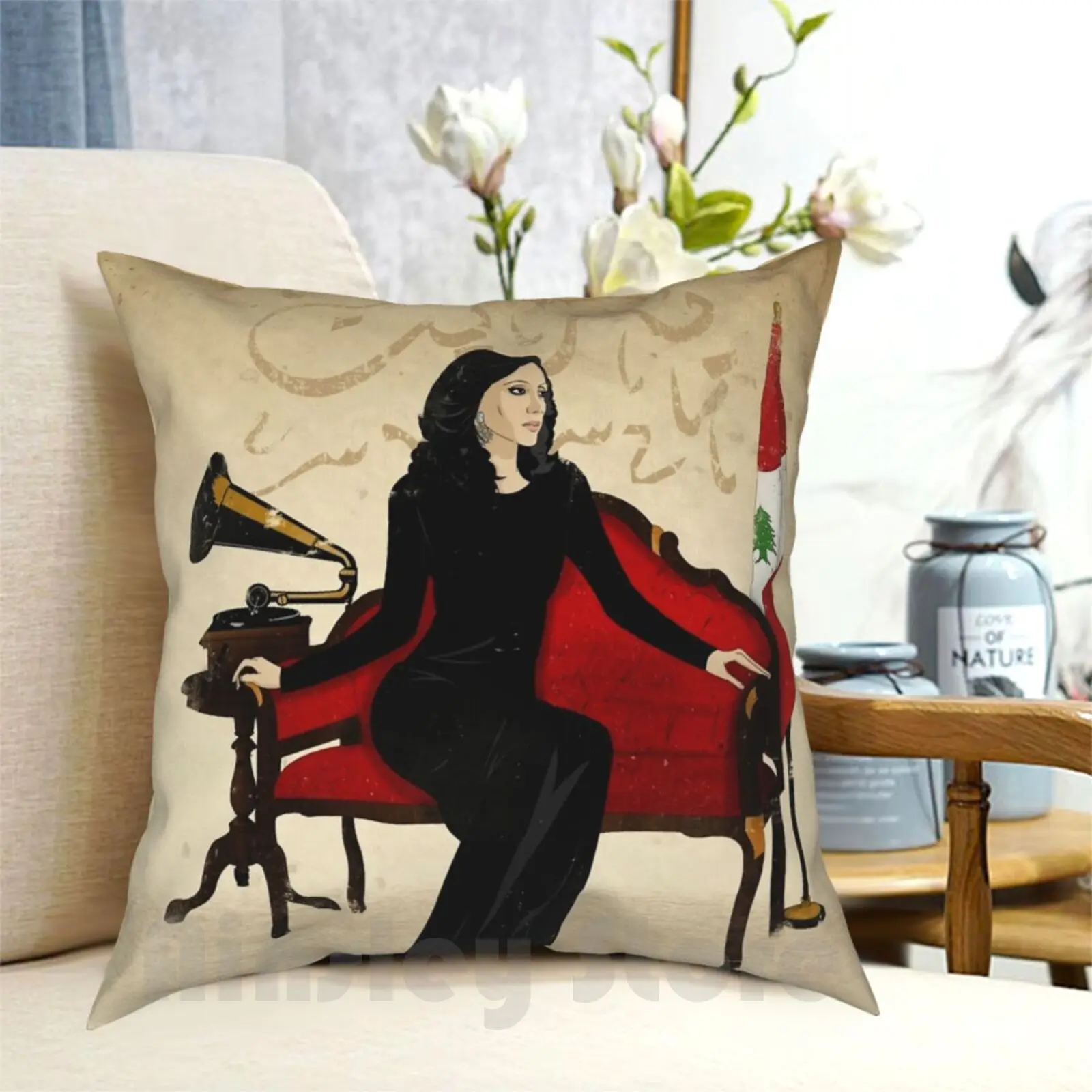 Fairouz Pillow Case Printed Home Soft Throw Pillow Fairouz Fayrouz ? ? ? ? ? ? Singer Egypt Lebanon Beirut Dubai Arab