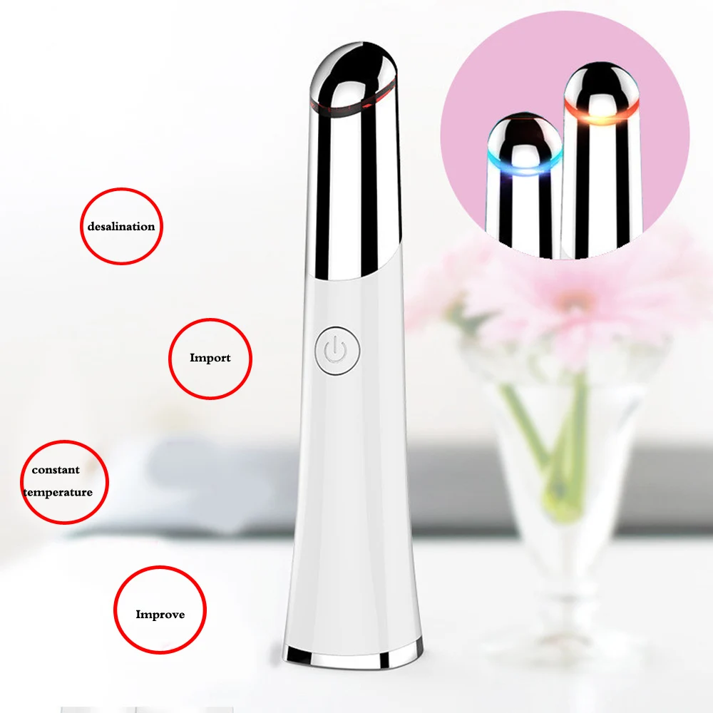 LSHOW Beauty Electric Heated Sonic Eye Massager Wand Rechargeable Face Massager Roller Wand Eliminating Wrink Eye Care Machine