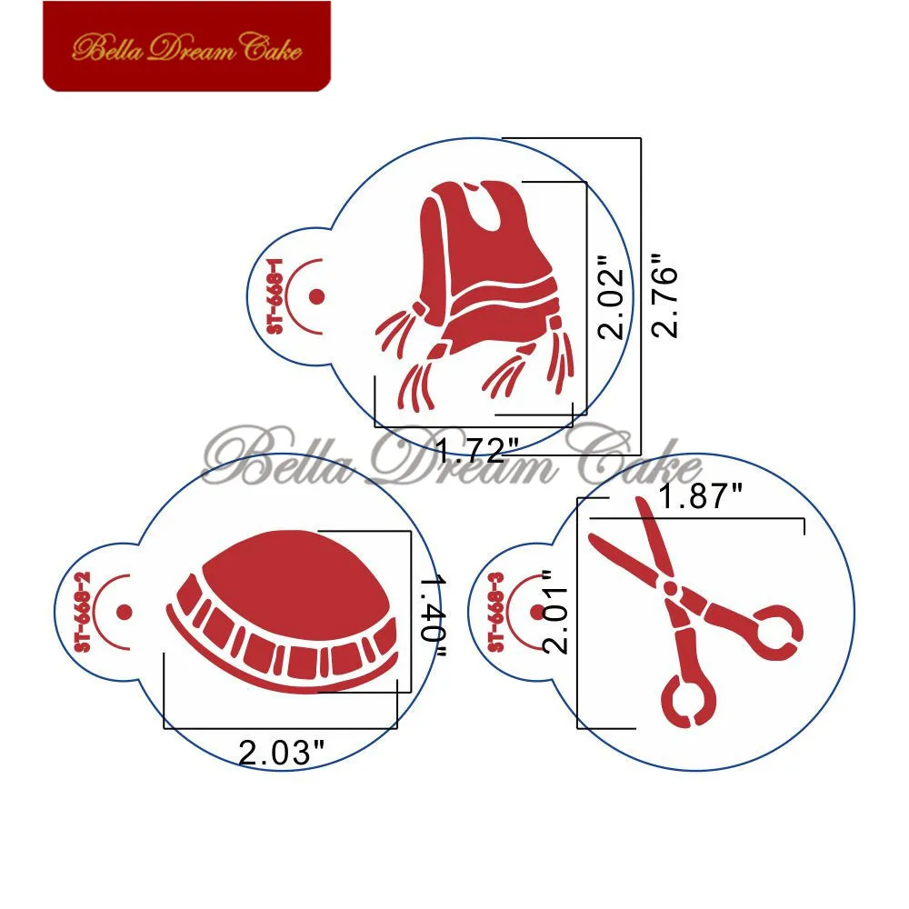 3pcs/set Scissors&Shawl&Hat Cookies Stencil Coffee Stencils Template Chocolate Cake Mold Cake Decorating Tool Bakeware