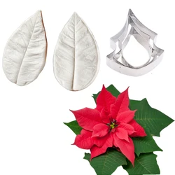 Poinsettia Flower Petal Veiner & Cutter 3d Silicone Mold Cake Decorating Cake Mold Fondant Molds Cake Accessories CS265