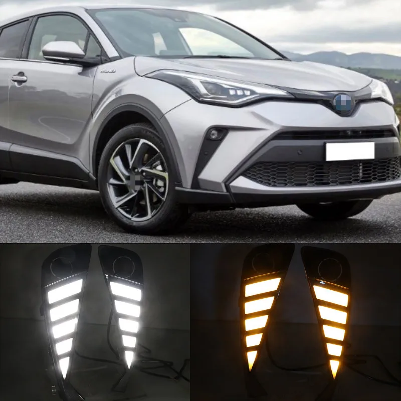 

2PCS For Toyota C-HR CHR 2020 2021 Dynamic Turn Signal Waterproof ABS Car DRL Lamp LED Daytime Running Light Day light