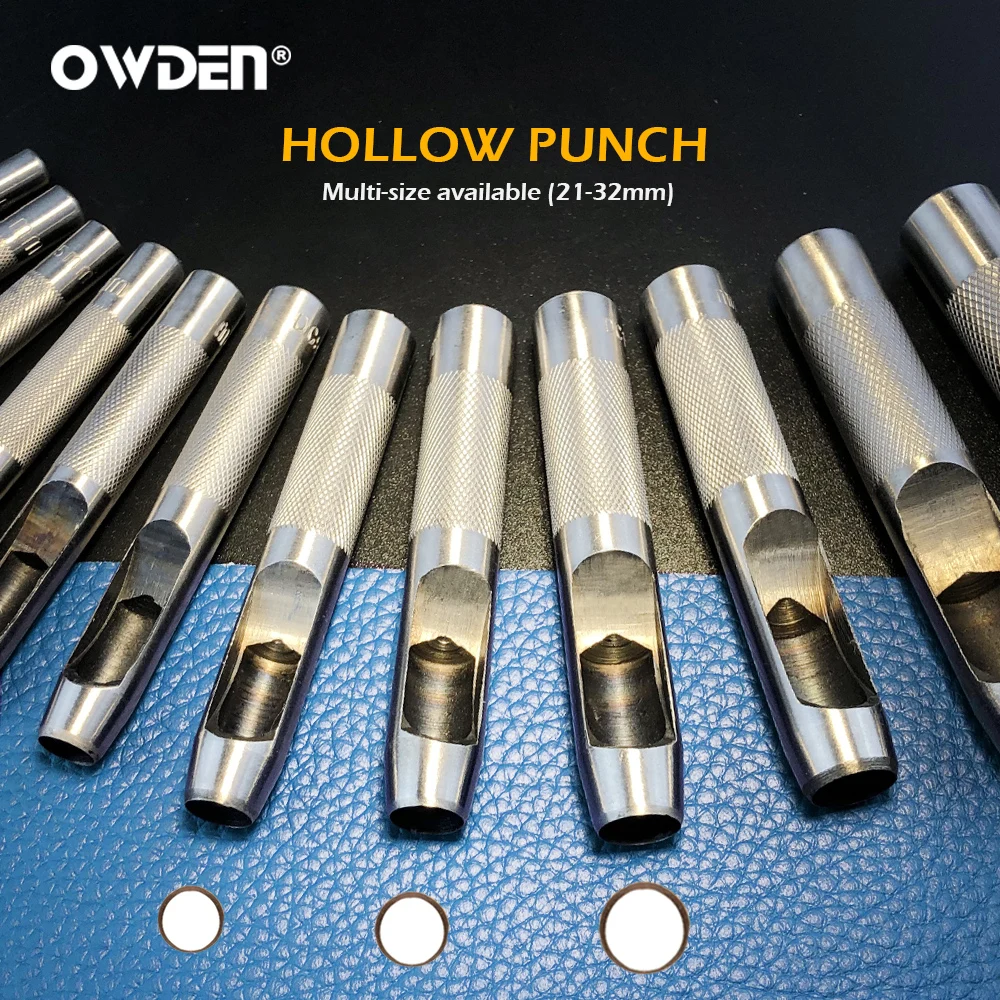 OWDEN Leather Hole Punch 21mm-32mm Round Steel Leather Craft Hollow Hole Punch Tool Cutter