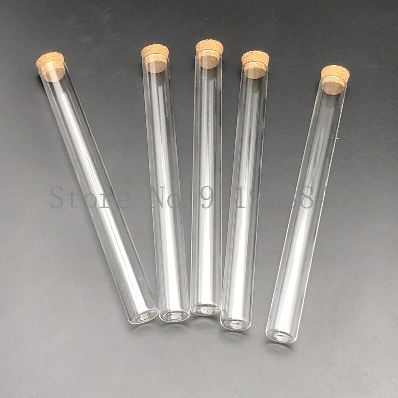 10pcs/20pcs Lab DIA 12mm To 30mm Clear Lab Glass Test Tube with Cork Stoppers Flat Bottom Tubes In Laboratory Supplies