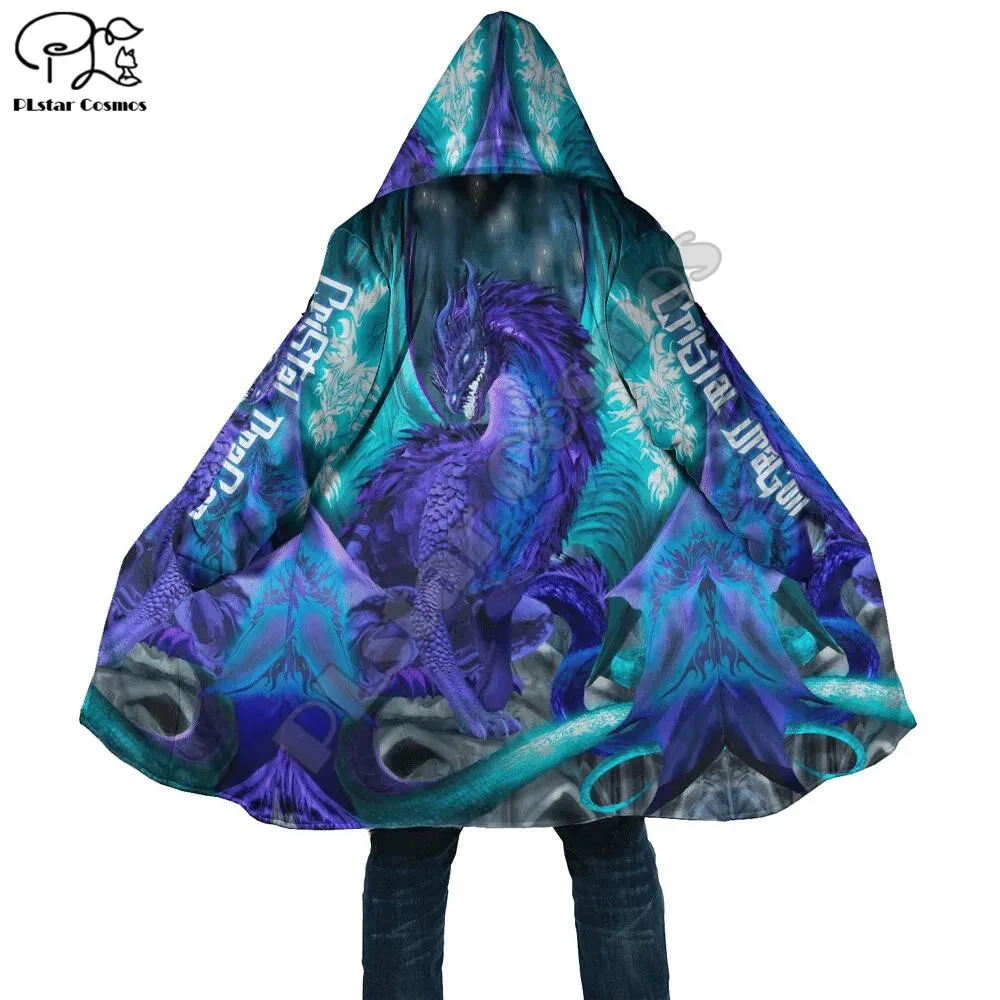 PLstar Cosmos Amazing Dragon 3D Print Fashion Winter Men/Women Hooded Cloaks Fleece Wind Breaker Unisex Casual Warm Overcoat D4