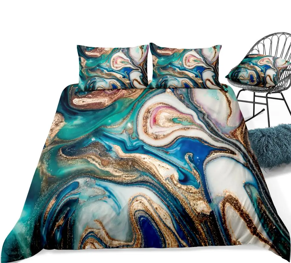 Marble Duvet Cover Set Quicksand Bedding Set Green Bedding Sets Artical Luxury Beds Set Home Textiles Microfiber Bedspread