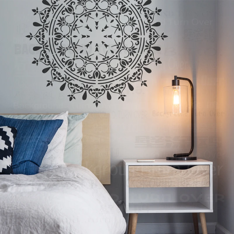 70 cm - 110 cm stencil muur voor schilderen gips decor decoratieve stopverf decors rollen verf grote grote mandala plafond ronde S063