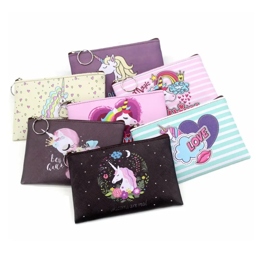 Cartoon Unicorn coin purses women mini wallets cute card holder ladies key money bags for girls purse Female kids children pouch