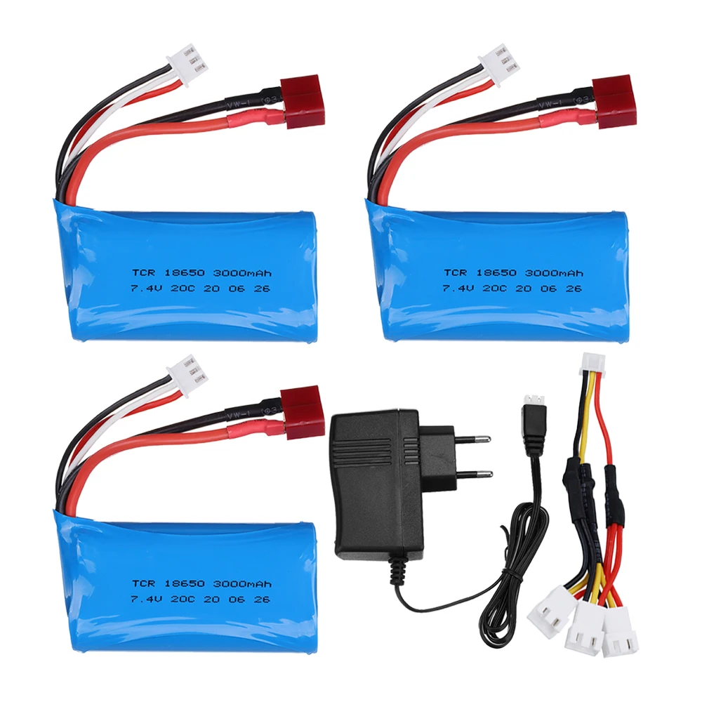 18650 7.4V 3000MAH lipo Battery 2s for Wltoys 12423/10428 /12429/12401/12402/12402A RC Car Spare Parts /charger 7.4V 2S battery