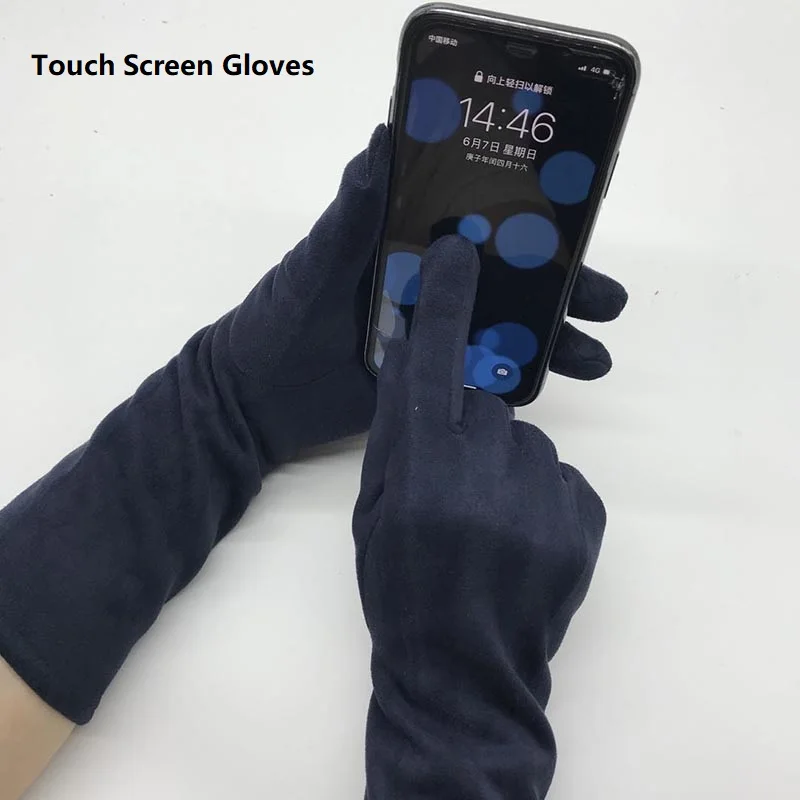 Touch Screen Gloves Warm Full Finger Gloves Winter Ladies Gloves Suede Long 50CM Arm Suede Fashion Touch Screen Thick Gloves