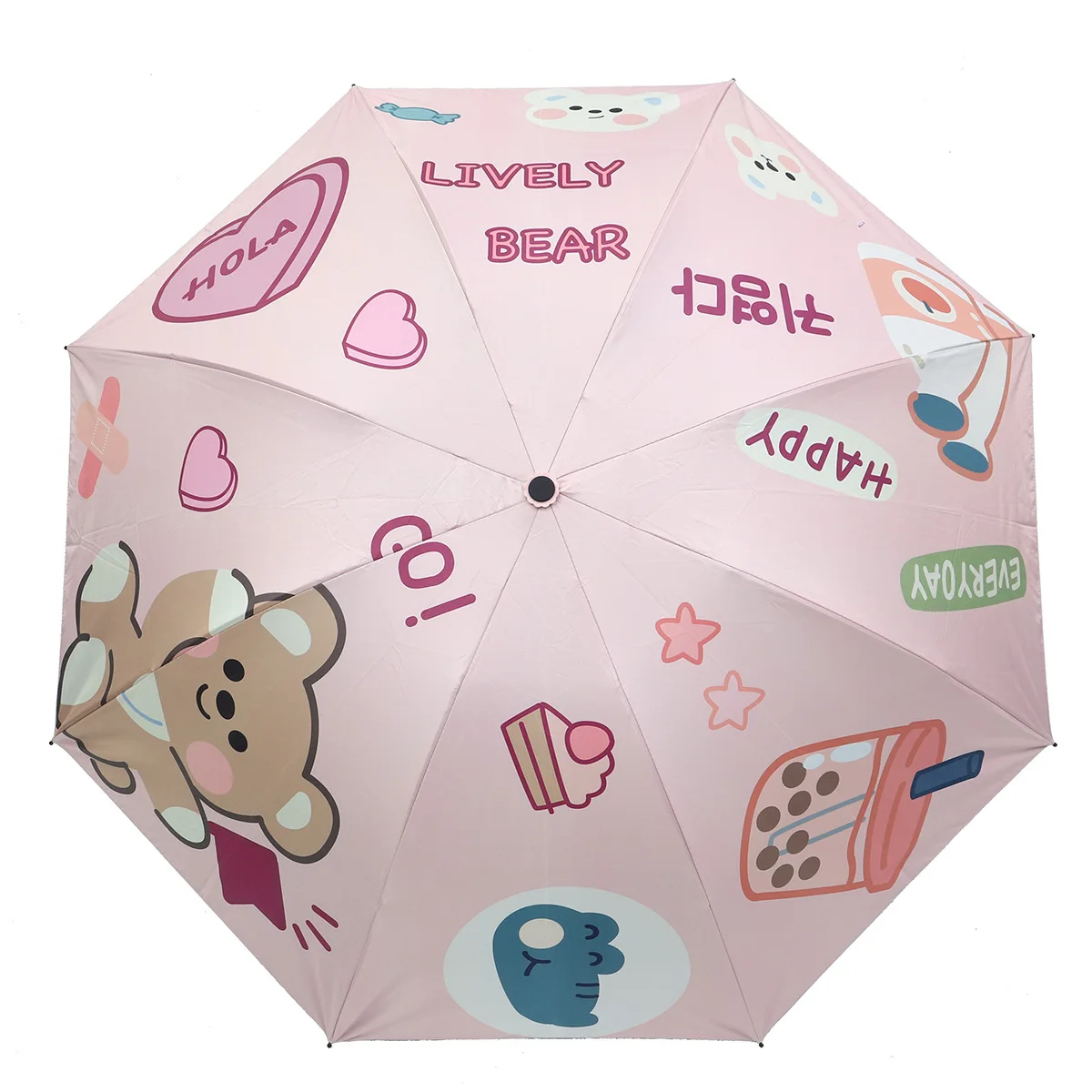 Women Waterproof Ultralight Travel Umbrella Artoon Beautiful Young Girl Umbrella's Little Bear Anti UV Portable Folding Parasol