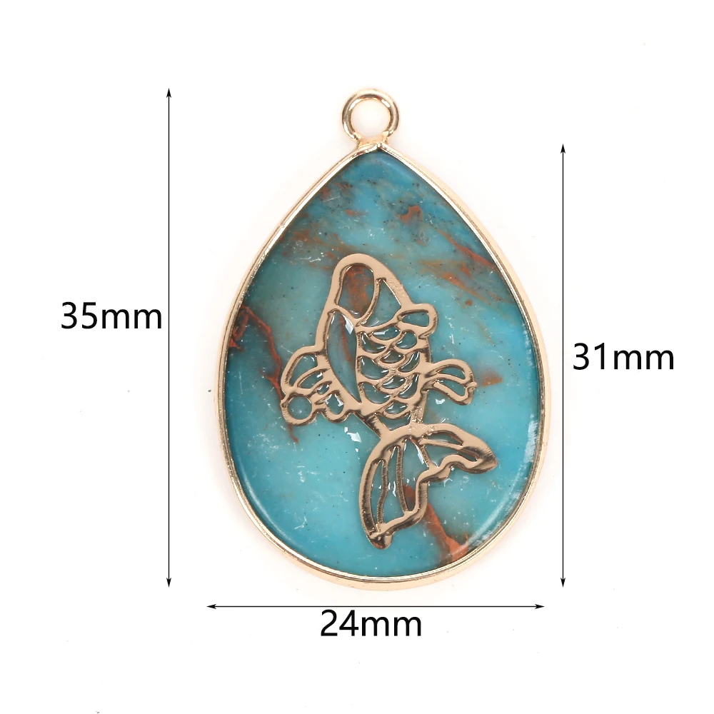 Natural Stone Pendant Sea Sediment Charms Round Drop Water Star Heart Pendant For Jewelry Making Diy Necklace Accessories