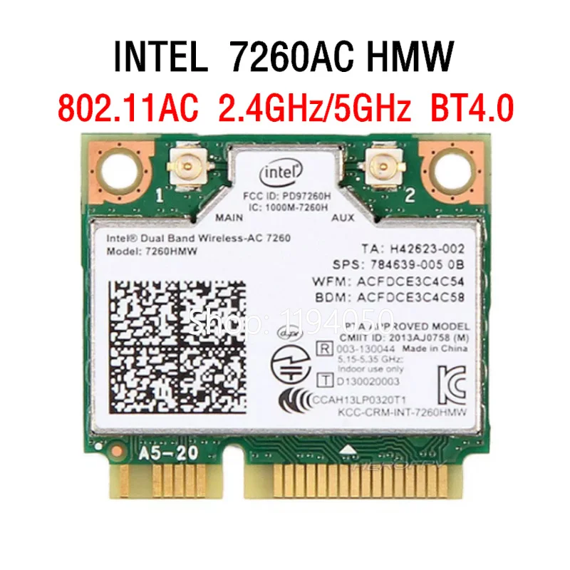 Dual Band Wireless-AC 7260  7260HMW intel 7260AC 7260HMW 7260AC half Mini PCI-e bluetooth Wireless wifi 867M+4.0BT