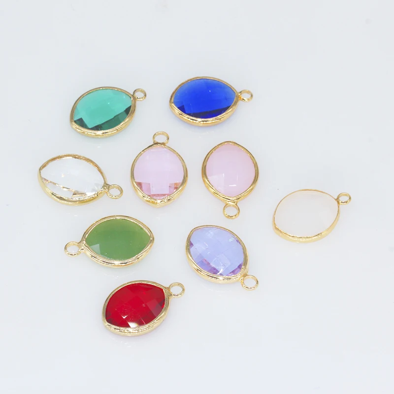 12p10x14mm Leaf shape Faceted Framed Glass Charm Crystal Pendants Earrings Necklace Connectors jewelry making Dress dangle beads