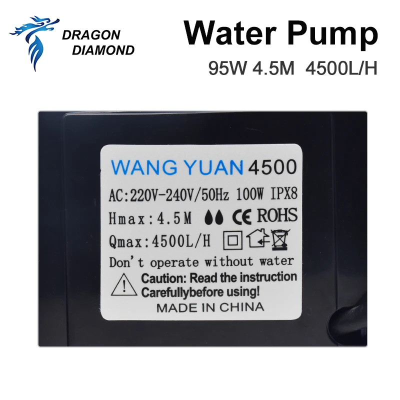 Bomba de agua sumergible Universal, 95W, 4,5 M, 4500L/H, IPX8, 220V, para máquina cortadora de grabado láser CO2