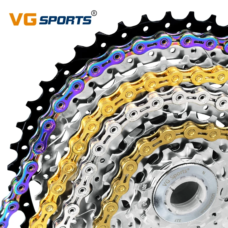 VG Sports Bicycle Chain 6 7 8 9 10 11 Speed 8s 9s 10s 11s Titanium Rainbow Golden MTB Mountain Road Bike Chains Part Accessories