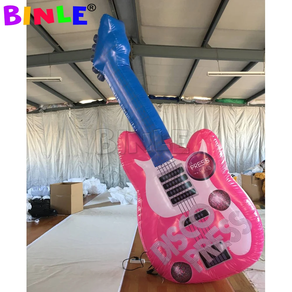 Outdoor Advertising Carnival Inflatable Guitar With Logo Giant Instruments For Music Event Decoration