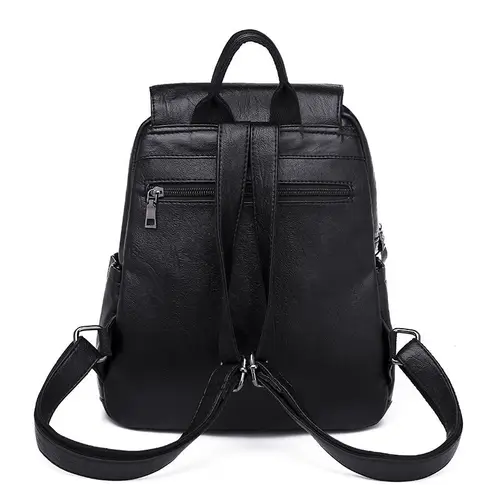 Imagen 2 del producto Mochila grande de viaje para mujer, bolso de mano de cuero PU, mochila escolar para niñas, mochila trasera de hombro para mujer
