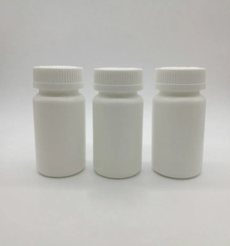 50pcs 100ml 100cc 100g Plastic HDPE Medicine Pill Bottles with Child Proof CRC Caps 3.34oz Solid White Empty Plastic Containers