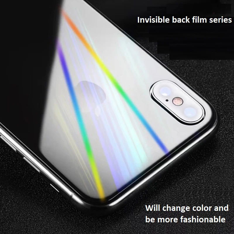 2Pcs Back Rear Aurora Gradient Hydrogel Film For iPhone X XS XR 11 12 13 mini 14 15 Pro Max 7 8 Plus SE Screen Protector Rainbow