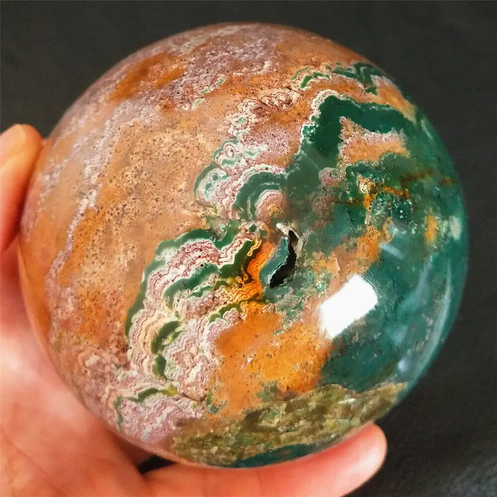 Boule de pierre d'agate RXper marine naturelle, sphère de cristal de quartz, napHealing