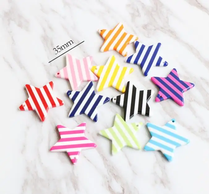 

wholesale kawaii stripe star Flat back resin necklace charms very cute keychain necklace pendant for DIY decoration