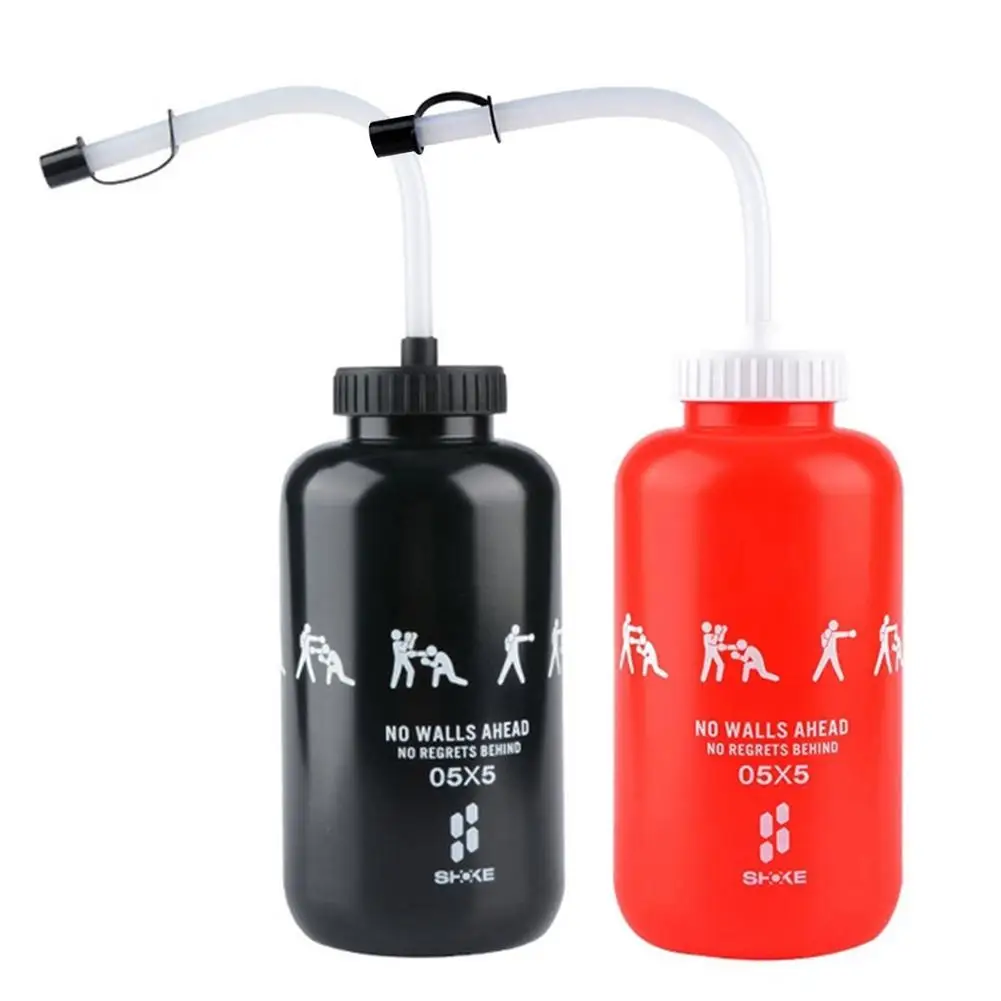 Outdoor Water Bottle With Long Straw BPA Free Plastic Goalie Boxing Water Bottle 1 Liter For Sport Perfect For Hockey Football