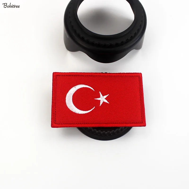 Turkey flag Patches with Hook Loop Turkish Banner Badge Embroidered armband Stickers For Backpack Caps Uniform Decoration