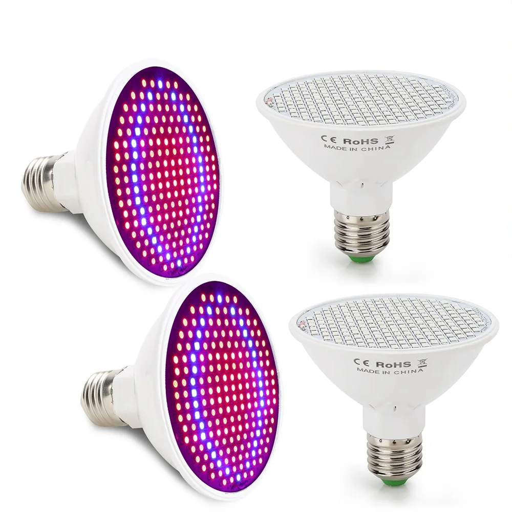 4pcs/lot 200 LED Grow Light Full Spectrum Fitolamp Growing Bulb Plant Lighting for Seedlings Flowers Indoor Plants Growbox