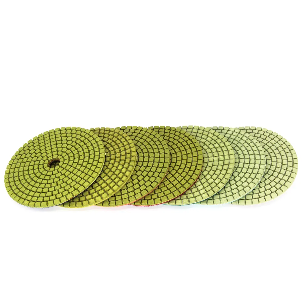 

4 Inch 7Pcs/Set Diamond Polishing Pad Kit 100mm Flexible Granite Marble Concrete Stone Sander Disc Wet Abrasive Tools