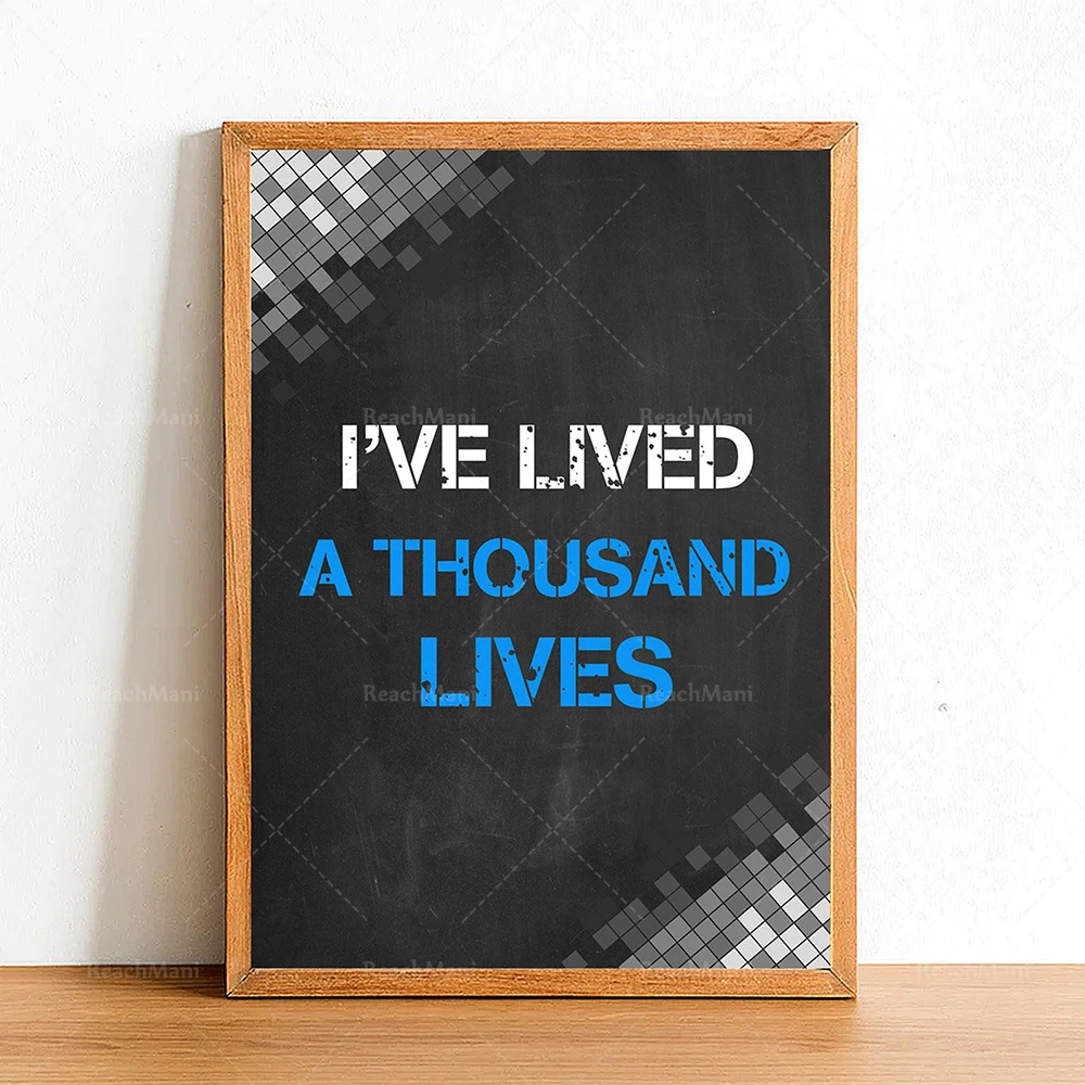 I've Lived a Thousand Lives - Gaming Poster Print - Gamer Wall Art Home Decor - Boys Bedroom Gift Posters - Colour Options