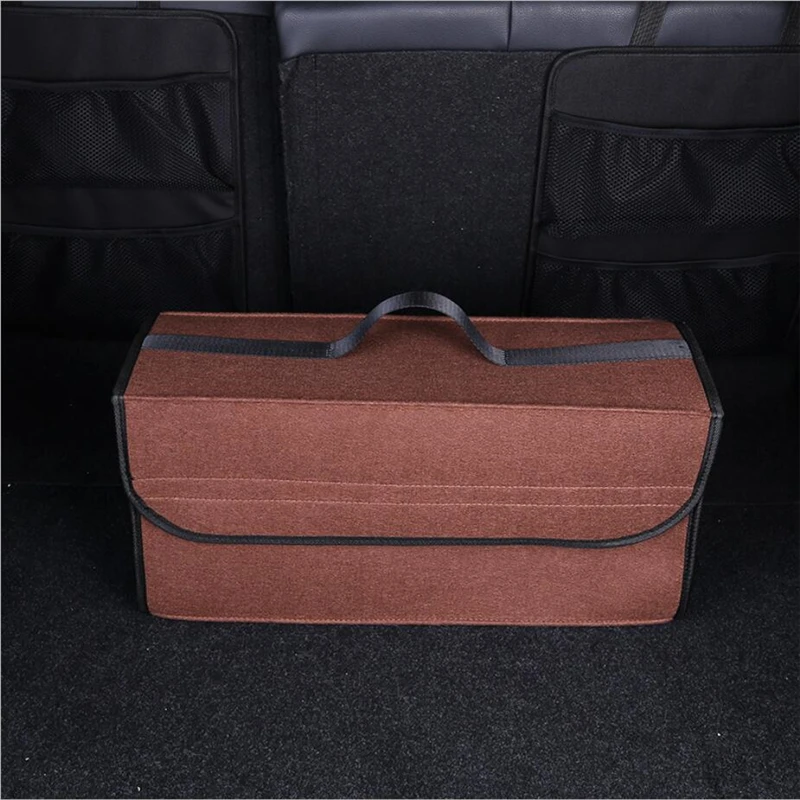 Felt Cloth Car Trunk Organizer Box Portable Foldable Storage Box Case Auto Interior Stowing Tidying Container Bags Black Grey