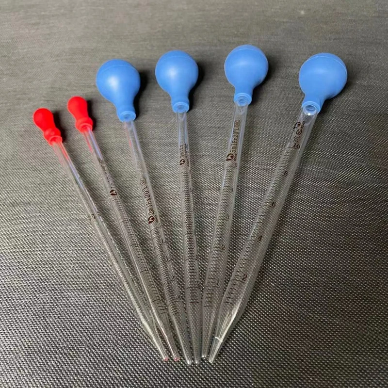 4pcs/lot Glass Graduated Pipette Dropper 0.5ml/1ml/2ml/3ml/5ml/10ml Scaled Transfer Pipette with Rubber Head